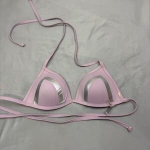 Victoria's Secret PINK Lilac Purple Silver Foil Triangle Bikini Top Medium